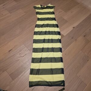 AFRM For Anthropologie Yellow and Black Striped Maxi Dress